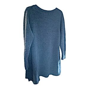 Peruvian Connection Dusk Blue Draftsman Tunic Sweater Dress